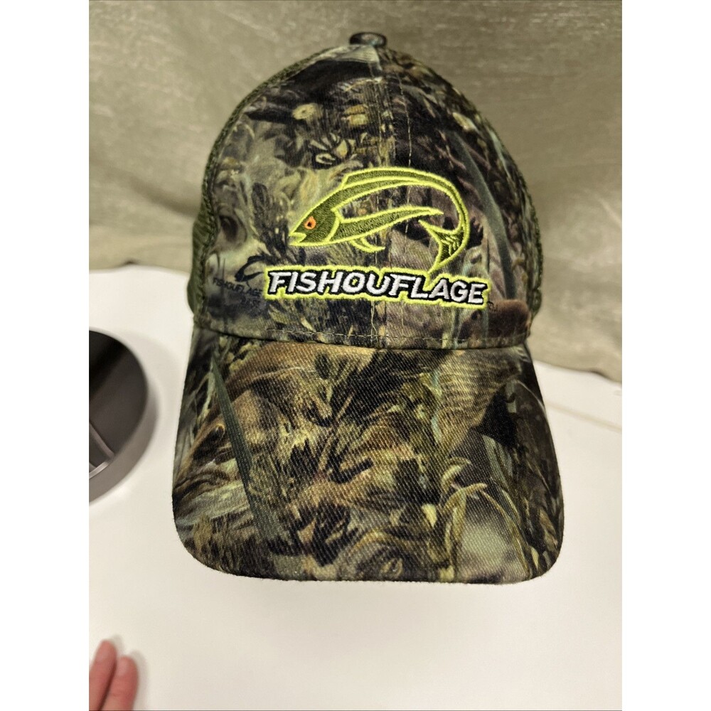 FISHOUFLAGE Lighted CAMOUFLAGE GREEN BASEBALL Hat Adjustable Power cap